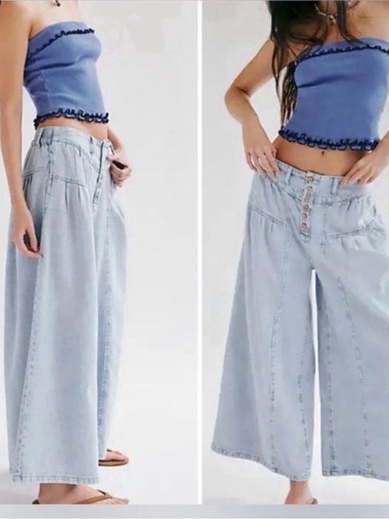 We The Free Denim - NWT Free People We The Free Blossom Pull-On Jeans - light sunny day sky blue - L
